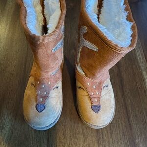 Cat & Jack Brown Reindeer girls Sherpa Boots